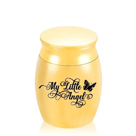 Stainless Steel Memorial Urn For Human Pet Ashes Keepsake Cremation Jar My Little Angel Butterfly Print Funeral Jar