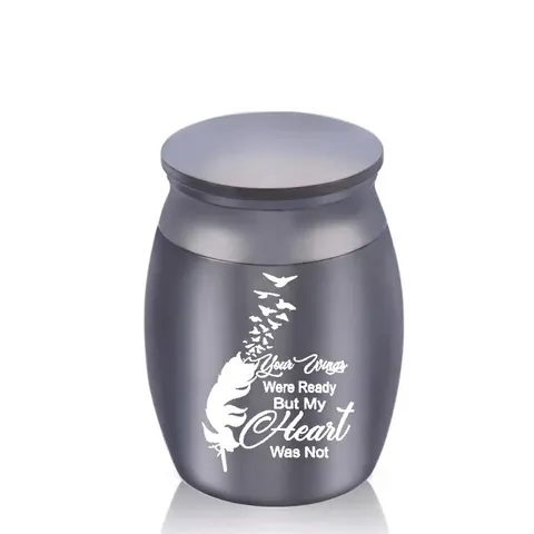 Memorial Stainless Steel Cremation Urn For Human Pet Ashes Feather Bird Pattern Keepsake Memorial Jewelry Funeral Urn Small