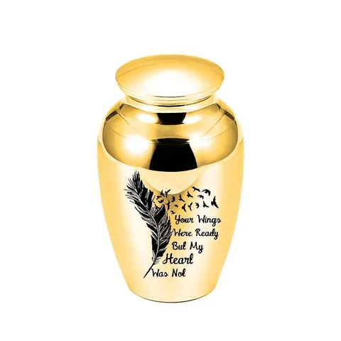 Stainless Steel Pet Cremation Urn Feather Bird Pattern Memorial Ash Keepsake Jar Ashes Holder Jar Table Ornament