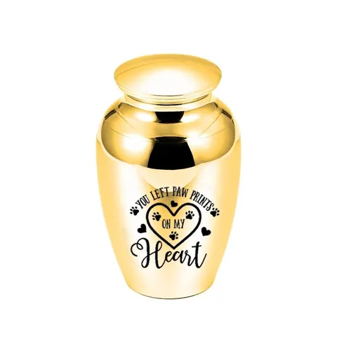 Stainless Steel Memorial Urn For Human Pet Ashes Keepsake Small Funeral Jar Heart Paw Prints Cremation Jewelry