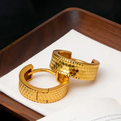 Pendientes de Aro Anchos de Plata de Ley 925 para Mujer Textura de Panal Diseño Hielo Picado Minimalista Lujo Joyería Diaria