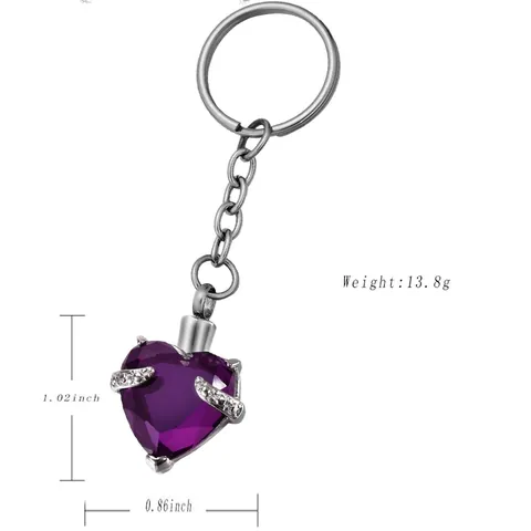 Stainless Steel Heart Urn Keychain For Ashes Memorial Perfume Bottle Keepsake Jewelry Rhinestone Heart Charm Dad Pendant