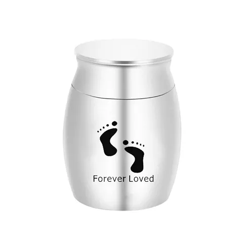 Forever Loved Paw Print Stainless Steel Mini Pet Cremation Urn Small Funerary Jar Memorial Ashes Storage Keepsake For Dogs Cats