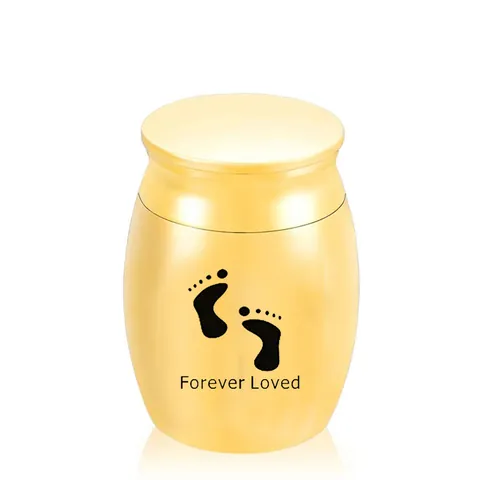 Forever Loved Paw Print Stainless Steel Mini Pet Cremation Urn Small Funerary Jar Memorial Ashes Storage Keepsake For Dogs Cats