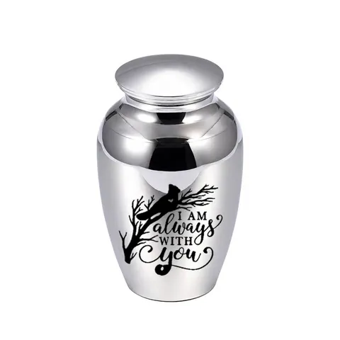 Petite Urne Commémorative pour Cendres Humaines ou d'Animaux en Acier Inoxydable Mini Urne Cinéraire Motif Oiseau Pot de Souvenir