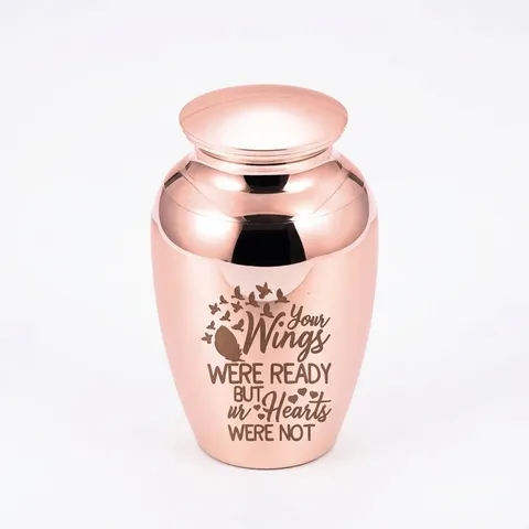 Stainless Steel Memorial Urn For Human Ashes Pet Cremation Keepsake Jar Engraved Birds Heart Mirror Polished Ashes Casket Container