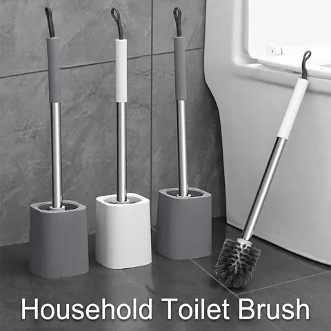 Escobilla de Baño Moderna Con Mango Largo de Acero Inoxidable y Soporte de Base Minimalista Sistema de Limpieza Profunda para Baño