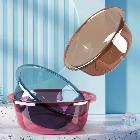 Lavabo en Plastique Transparent Épaissi Ménage Grand Bassin à Linge Bassin de Lavage de Légumes Bassin de Rangement pour Dortoir d'Étudiants