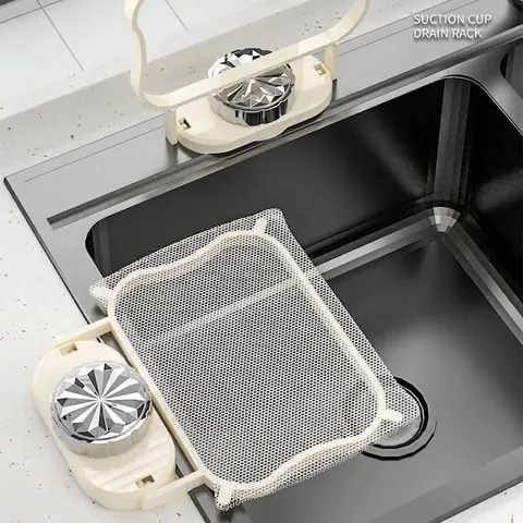Suction Cup Kitchen Sink Filter Rack For Food Waste Foldable Drain Strainer Holder With Disposable Mesh Bags