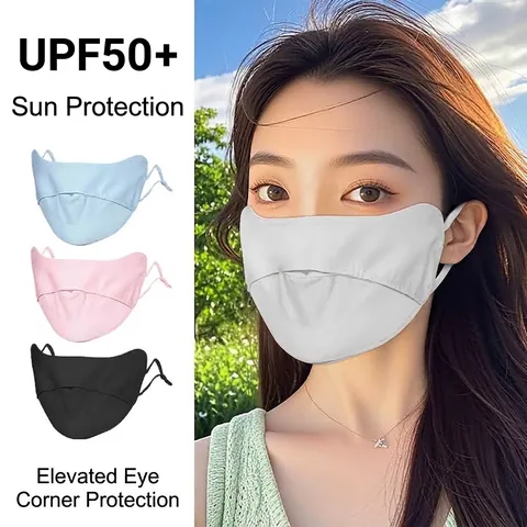 Maschera di Protezione Solare in Seta di Ghiaccio UPF 50+ per Donna Maschera Facciale Protettiva UV Traspirante per Ciclismo All'aperto