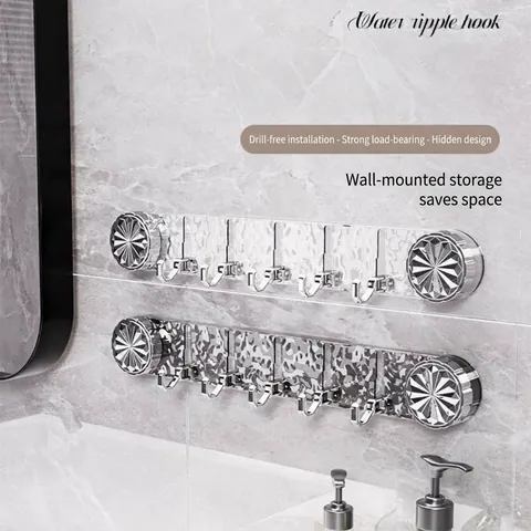 Gancho de Ventosa con Onda de Agua Transparente Sin Punzonado Fuerte Capacidad de Carga Colgador de Pared para Baño Cocina