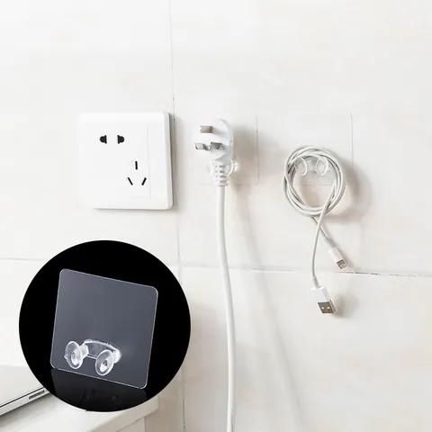 Transparenter Klebehaken Für Steckdose Wandmontage Starkes Lagerregal Nagelfreier Steckerhalter Für Haus Küche Kabelorganizer