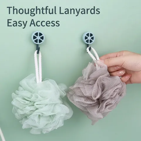 Large Mesh Bath Sponge Double Layer PE Shower Ball For Body Exfoliating With Hanging Rope Soft Bath Flower For Adults
