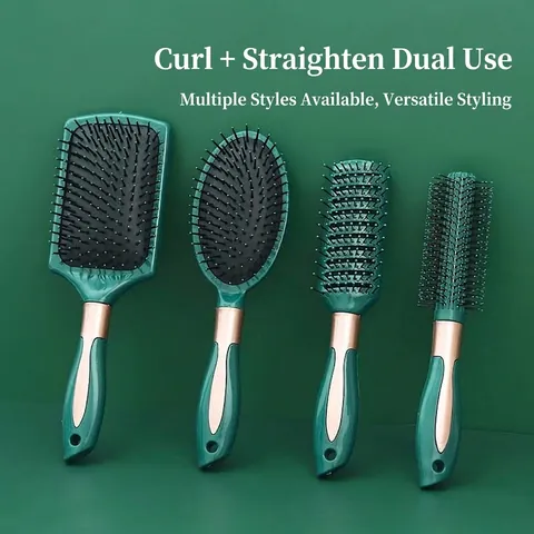 Anti-static Air Cushion Hair Brush Set Dark Green PP Scalp Massage Detangling Hairbrush Professional Styling Tools For Men Women Home Salon Use