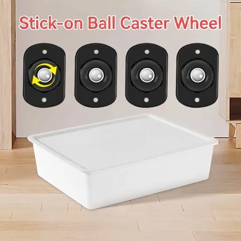 4 Pièces Roulettes Universelles Adhésives Mini Roues Pivotantes Rotation à 360 Degrés Poulie pour Boîte de Rangement Poubelle Bille Acier