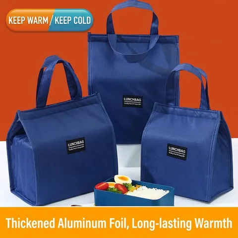Borsa Termica per il Pranzo Portatile Con Rivestimento in Foglio di Alluminio Tessuto Oxford Pochette per Bento per Donne Uomini Bambini Studenti Scuola Ufficio