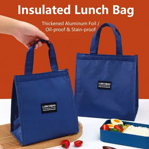 Borsa Termica per il Pranzo Portatile Con Rivestimento in Foglio di Alluminio Tessuto Oxford Pochette per Bento per Donne Uomini Bambini Studenti Scuola Ufficio