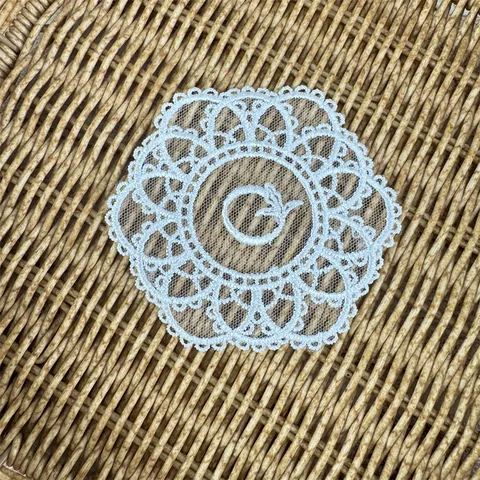 Mini Mesh Embroidery Lace Coaster Vintage Floral Letter Embroidery Patch Table Decoration Home Decor Round Place Mat Ornament
