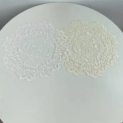 Round Polyester Hollow Out Embroidered Lace Place Mat Vintage Floral Cup Coaster Table Decor Dining Room Home Decor