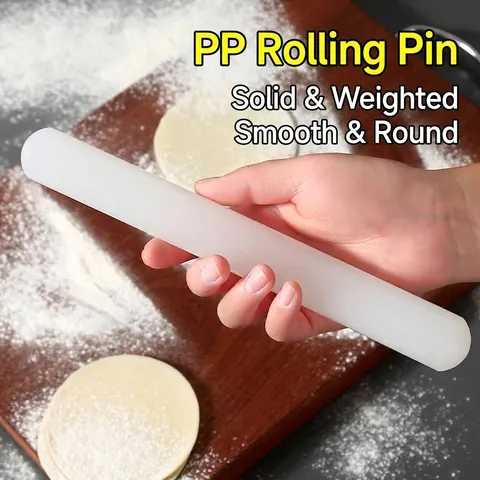 Solid PP Non-stick Rolling Pin White Food Grade Plastic Dough Roller For Baking Fondant Dumpling Home Kitchen Handheld Tools