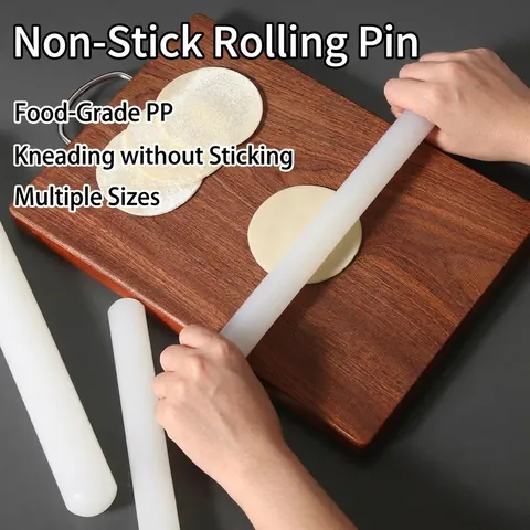 Solid PP Non-stick Rolling Pin White Food Grade Plastic Dough Roller For Baking Fondant Dumpling Home Kitchen Handheld Tools