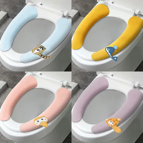 Cartoon Tier Toilettensitzbezug Plüsch Statische Adsorption Waschbar Toilettensitzauflage Für Badezimmer Ganzjährig Nutzbar