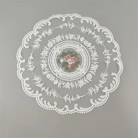 Französischer Vintage Spitze Stickerei Dekorationsmatte Blumen Hohlstickerei Untersetzer Für Schlafzimmer Nachttisch Foto Hintergrund Requisiten