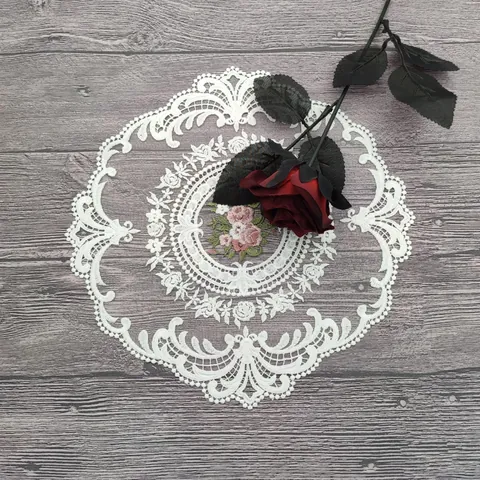 Französischer Vintage Blumen Stickerei Spitze Platzset Rund Quadratisch Tischläufer Für Kaffee Vase Dekor Hochzeit Party Haus Essen