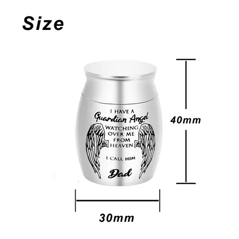 Angel Wings Memorial Cremation Urn Aluminum Alloy Keepsake Jar Silver Funeral Container For Dad Mom Family Relative Gift