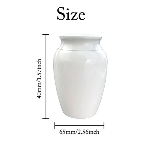 Small Cremation Urn For Human Ashes Pet Fur Memorial Keepsake Jar Aluminum Alloy White Glossy Urn Heart Pattern Dad Mom Family