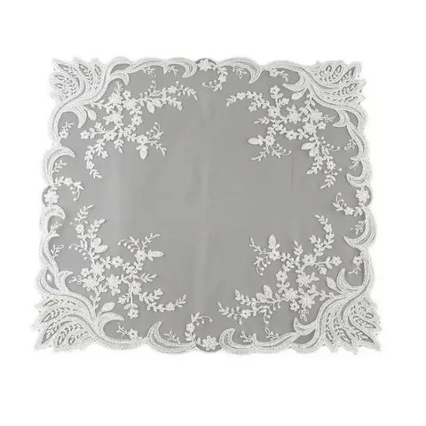 Tovaglietta in Pizzo Con Ricamo a Cordoncino Vintage Europeo Bianco Poliestere Quadrato Motivo Floreale Panno Antipolvere Mobili
