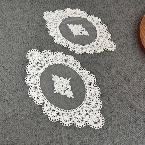 European Retro Embroidered Hollow Out Place Mat Polyester Mesh Lace Table Mat For Coaster Bowl Plate Home Dining Decoration