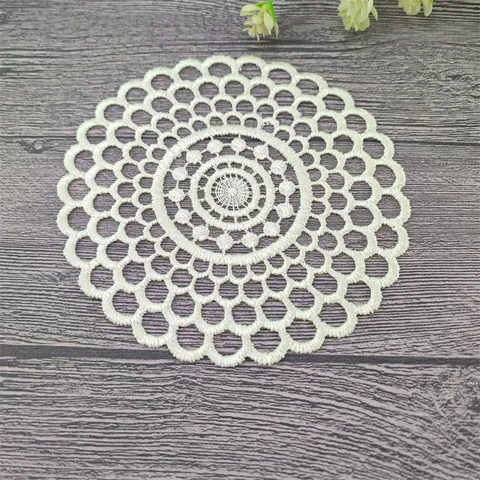 French Vintage Embroidered Hollow Out Floral Lace Coaster Heat Resistant Polyester Table Mat Photography Prop Home Decor Accessory