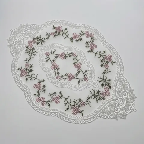 Korean Style Oval Lace Placemat Polyester Floral Embroidery Coaster For Dining Table Home Decor Photo Props