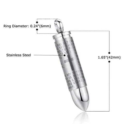 Stainless Steel Bullet Urn Necklace For Ashes Lord's Prayer Cross Pendant Memorial Jewelry Cremation Necklace For Men Women