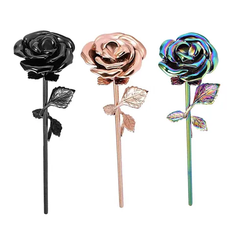Metall Rose Blume Urne Für Haustier Menschliche Asche Andenken Gedenkgeschenk Roségold Silber Schwarz Blau Deko Ornament