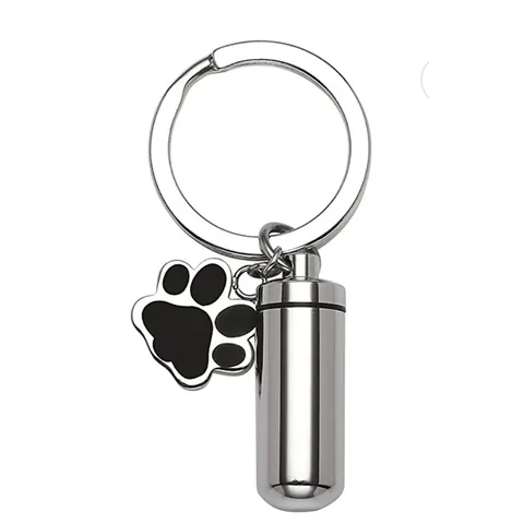 Collar Urna Botella de Perfume Cilíndrico Acero de Titanio Colgante Conmemorativo Abrible Joyería Huella de Pata Para Hombre Mujer