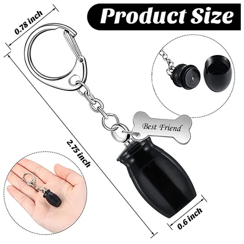 Zinc Alloy Pet Cremation Urn Keychain Pendant For Ashes Memorial Jewelry Cylinder Ash Holder With Best Friend Bone Tag Gift