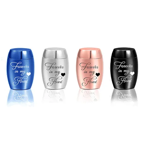 Miniature Keepsake Urn Aluminum Alloy Memorial Jar For Human Pet Ashes Hair Forever In My Heart Heart Pattern Cremation Tank