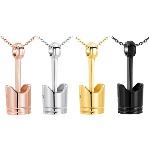Edelstahl Kolben Urne Halskette Gedenken Kremation Schmuck Für Asche Andenken Anhänger Motorzylinder Kolben Stil Gedenkschmuck