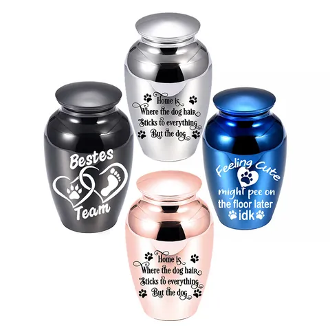 Stainless Steel Pet Cremation Urn For Dog Cat Ashes Keepsake Memorial Jar Burial Funeral Urn With Paw Prints Heart Pattern