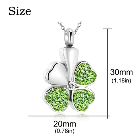 Collana per Urna in Acciaio Inossidabile a Quadrifoglio per Ceneri Pendente per Diffusore di Oli Essenziali Aromaterapia Gioielli per Cremazione Strass