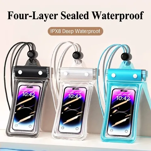 Universal Floating Waterproof Phone Pouch IPX8 Water Resistant Case Transparent Touch Screen Dry Bag With Lanyard For Swimming Diving