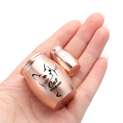 Cat Mom Memorial Urn Aluminum Alloy Mini Pet Cremation Jar Laser Engraved Cat Face Keepsake Jars For Ashes Loss Gift