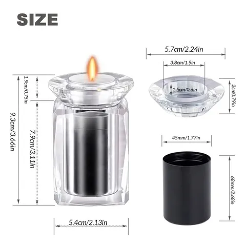 Crystal Pet Cremation Urn With Metal Liner Memorial Urn For Pet Ashes Memorial Keepsake With Candle Holder Geometric Design