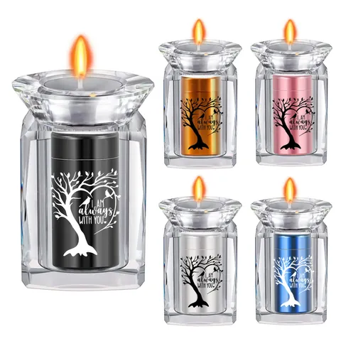 Tree Of Life Crystal Memorial Urn With Candle Holder Stainless Steel Ash Keepsake For Human Pet Cremation Ashes Decorative Jar