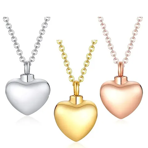 Heart Urn Necklace For Ashes Stainless Steel Memorial Cremation Jewelry Heart Locket Polished Keepsake Pendant For Women Men Ashes