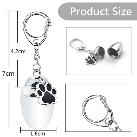 Llavero de Urna de Cremación de Acero Inoxidable para Cenizas de Mascotas Joyería Conmemorativa Árbol de la Vida Infinito Corazón Huella