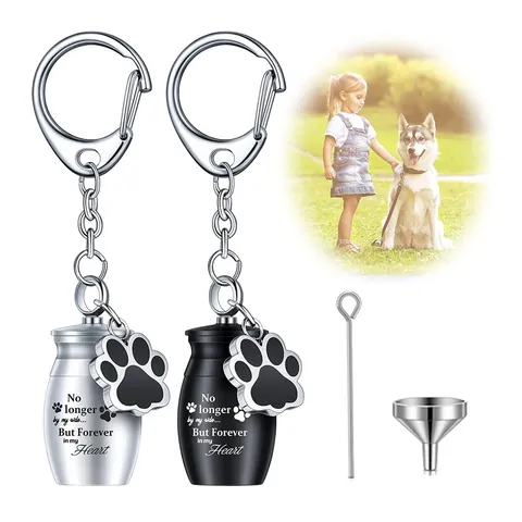 Llavero de Urna Conmemorativa para Mascotas de Metal Joyería de Cremación para Cenizas de Perro Gato Colgante de Corazón