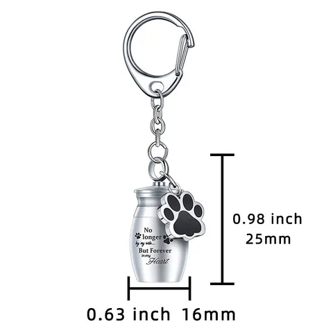 Llavero de Urna Conmemorativa para Mascotas de Metal Joyería de Cremación para Cenizas de Perro Gato Colgante de Corazón